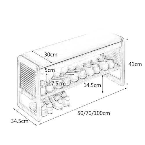 Étagère à chaussures 2 niveaux meuble banc avec coussin entrée