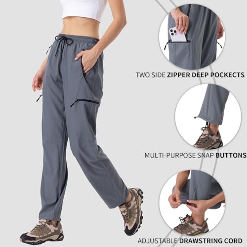 28"/30"/32"/34" Inseam Womens Hiking Pants Tall Quick Dry SPF Cargo Pants Lightweight UPF 50+ Dry Fit 4 Zipper Pockets3