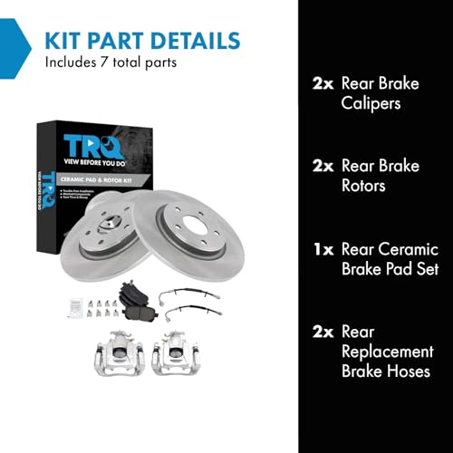 Image of TRQ Rear Brake Pad & Rotor Kit Ceramic Compatible with 2012 Volkswagen Routan