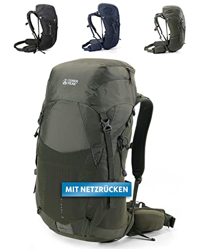 Terra Peak Premium Wanderrucksack 40L (AIRANT 40) Damen Herren groß grün - Trekking-Rucksack belüfteten Netzrücken & Rückenbelüftung - Daypack Backpack Reise-Rucksack & Tagesrucksack Wandern leicht