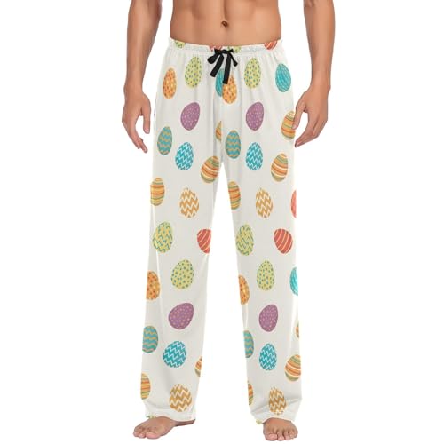 CHIFIGNO Colorful Easter Eggs Stripes Sleep Lounge Pant for Men's, Mens Lightweight Sleep Pants S