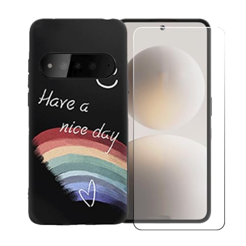 LCEHTOGYE �K�p Brain Natural AI Phone +�����K���X�X�N���[���v���e�N�^�[�p�P�[�X�A�K�p Brain Natural AI Phone (6,77")�ƌ݊����̂���u���b�N�\�t�gTPU�V���R���Q���P�[�X�ی�J�o�[ LLM44
