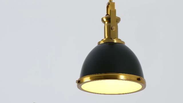 Image of JONATHAN Y Homer Industrial Dome Pendant 10 inch, Kombu Green /Brass Gold