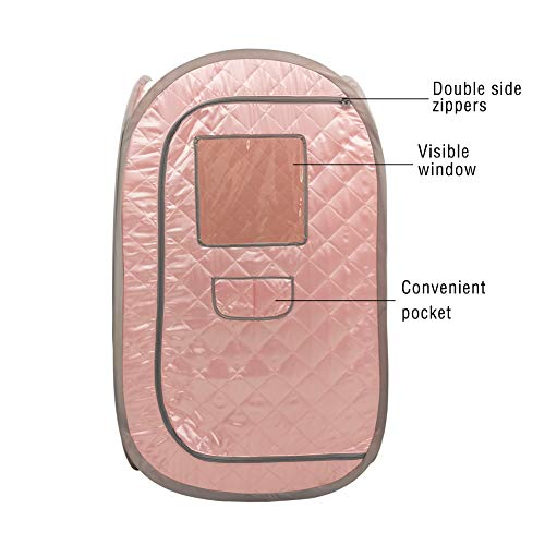 Smartmak Portable Sauna Tent, Foldable One Person Full Body Spa for Weight Loss Detox Therapy Without Steamer - LightPink