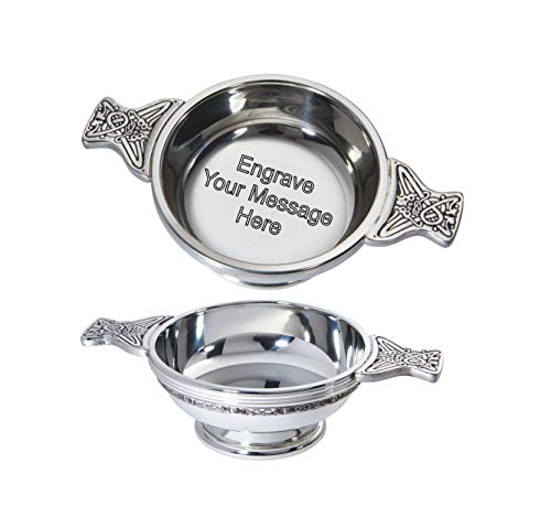 Large Celtic Band Pewter Quaich Whisky Tasting Bowl Loving Cup Burns Night Free Engraving