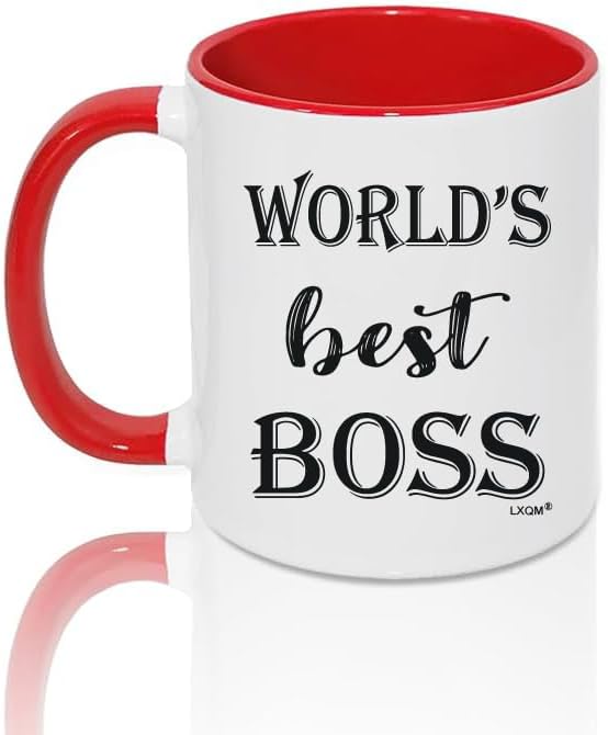 World’s Best Boss Coffee Mug, Funny Office Tea Cup, Bosses Gifts for Men, Boss Gift for Man, Birthday Christmas New Year Gifts from Employee, Coworker, Friend 11oz Ceramic Novelty Mug (red)