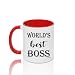 LXQM World’s Best Boss Coffee Mug, Funny Office Tea Cup, Bosses Gifts for Men, Boss Gift for Man, Birthday Christmas New Year Gifts from Employee, Coworker, Friend 11oz Ceramic Novelty Mug (red)