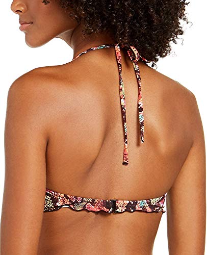 Sundazed Top de biquíni feminino Reptilia estampado Nixie com babados e frente única, Python Multi,