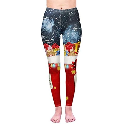 Fioeyr Christmas Winter Snowflake Santa Reindeer Stocking-Filler Women's Yoga Leggings Gym Fitness Running Pilates Tights Skinny Pants Cover
