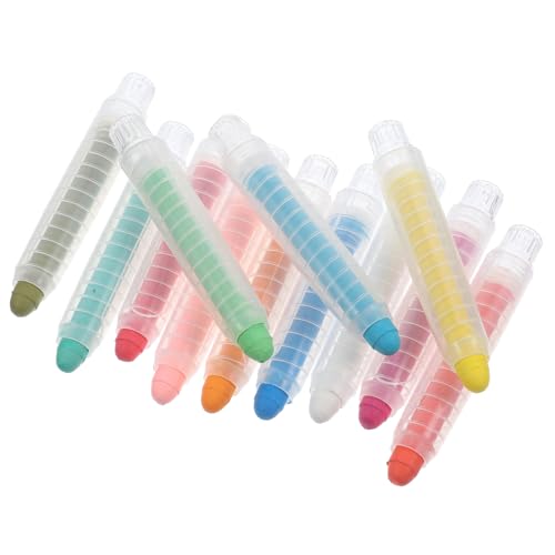 IWOWHERO 12pk Chalk Pens Set Erasable Coloring Chalks for Boys and Girls Holder Washable Multi- Drawing Chalks