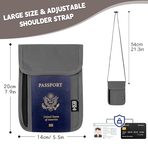 Likesing LS0065 5.5 Inch L X 7.9 Inch W Travel Neck Wallet, Rfid Blocking Passport Holder thumb #1