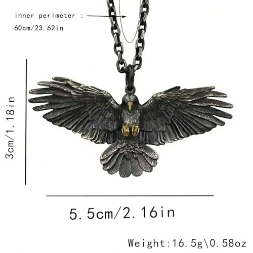 HETICA Eagle Necklace for Women Men, Retro Black Eagle Animal Pendant Necklace Fashion Jewelry Gifts for Men Women4