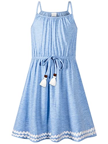 Bonny Billy Big Girls Spaghetti Straps Solid Cotton Kid Beach Dress