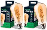 Lumière: 2200K Blanc Chaud V-TAC Ampoule LED Filament ST64 culot E27-6W (équivalent 40W) - 550 Lumen - Ampoules LED Vintage en Verre Ambré - Efficacité Maximale et Économie d\'Énergie - 2200K Blanc Chaud (Lot de 2)