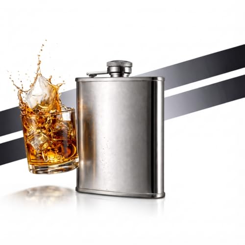 Cantil De Bolso Em Inox Porta Bebida Whisky Vodka 200ml Premium Prata Rum Gin Cachaça Vodca