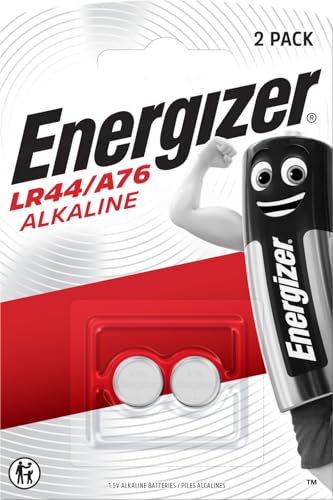 Energizer LR44 Batteries (2 Pack) - A76 Button Cell Battery - 1.5V Alkaline - Toys, Watches, TV Remotes, Security Systems, Home & Medical Devices - Child Resistant Packaging