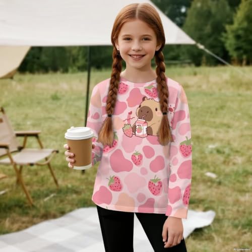 Image of WELLFLYHOM Long Sleeve T-Shirt for Boys Girls 3-16 Years Old Tee Tops Crewneck Pullover Shirts Fall Outfits