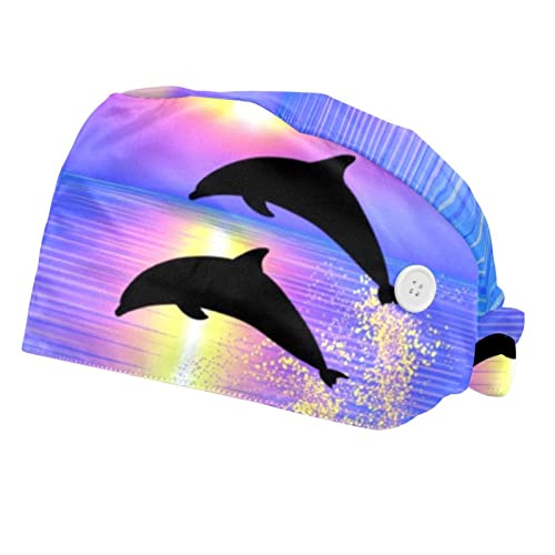 Chapeaux bouffants dauphins (2PCS) avec bandeau anti-transpiration pour homme et femme