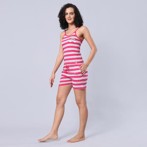 Image of Evolove Women's Cotton Slip & Short Set Sleevesless Round Neck Night Suit Set Super Soft Comfortable (Slip-NS)