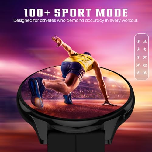 Image of PunnkFunnk Active 5 Smart Watch with 1.3 inch AMOLED HD Display | Bluetooth Calling, AI Voice Assistant, 100+ Sports Modes, Heart Rate & SPO₂ Tracking, IP68 Waterproof for Men & Women- (Black)