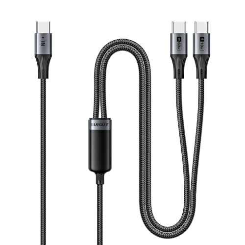 SUNGUY 2 en 1 Cable USB C a USB C 1,5m, 60W máx Tipo C Cable múltiple para iPhone 17/16/15 Serie, Galaxy S24/S23 y más