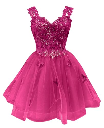 Image of Youjiayi 3D Butterfly Short Homecoming Dresses for Teens Off Shoulder DAMA Dresses for Quinceanera Glitter Sequin Prom Dress