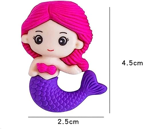 Image of AK Store (Pack of 4) 3D Cute Cartoon Shape Rubber Pencil Erasers, School Stationery for Kids, Boys Girls, Birthday Return Gifts (Mermaids)