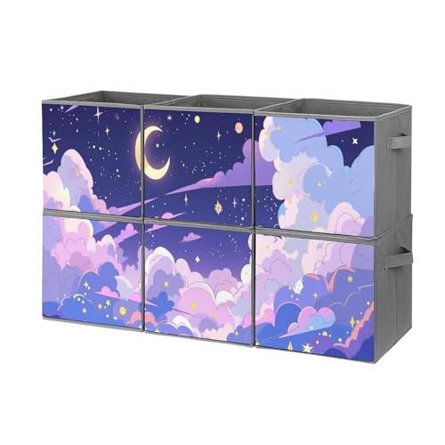 YCJUGWSP Dreamy Night Sky Clouds Stars Moon 6 Packs Large