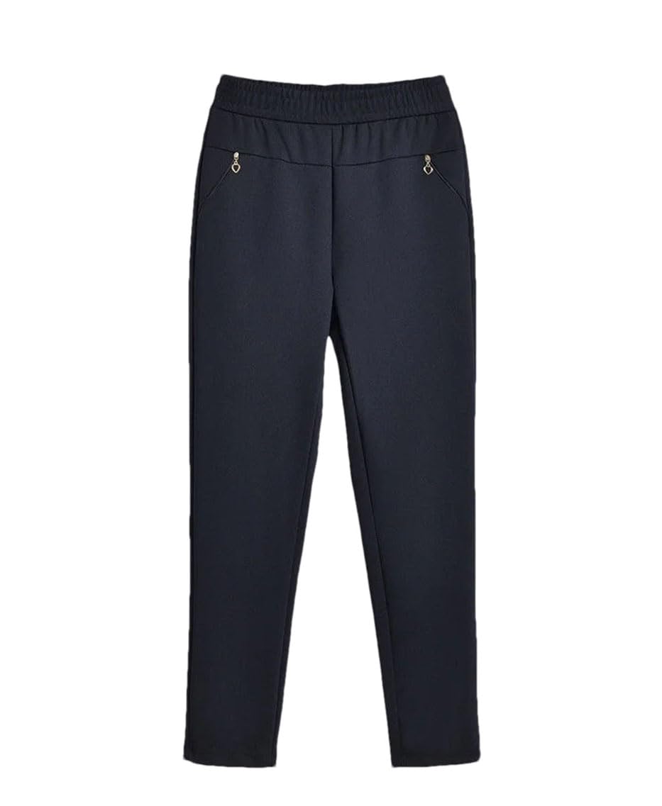 Women Spring High Waist Casual Pencil Pants Solid Straight Trousers Office Ladies Slim Dress Pants with Pockets