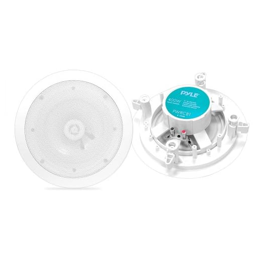 8” Ceiling Wall Mount Speakers - 2-Way Weatherproof Full Range Woofer Speaker System (Pair) Flush Design w/ 55Hz-22kHz Frequency Response 400 Watts Peak & Template for Easy Installation - Pyle PWRC81