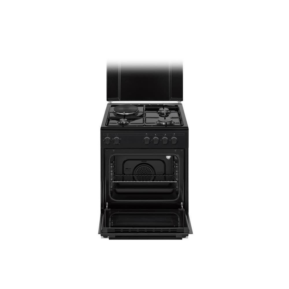 Cuisiniere mixte CONTINENTAL EDISON CECM60FCB - 3 feux gaz + 1 électrique - L59,8 x P61 xH83 cm - Noir
