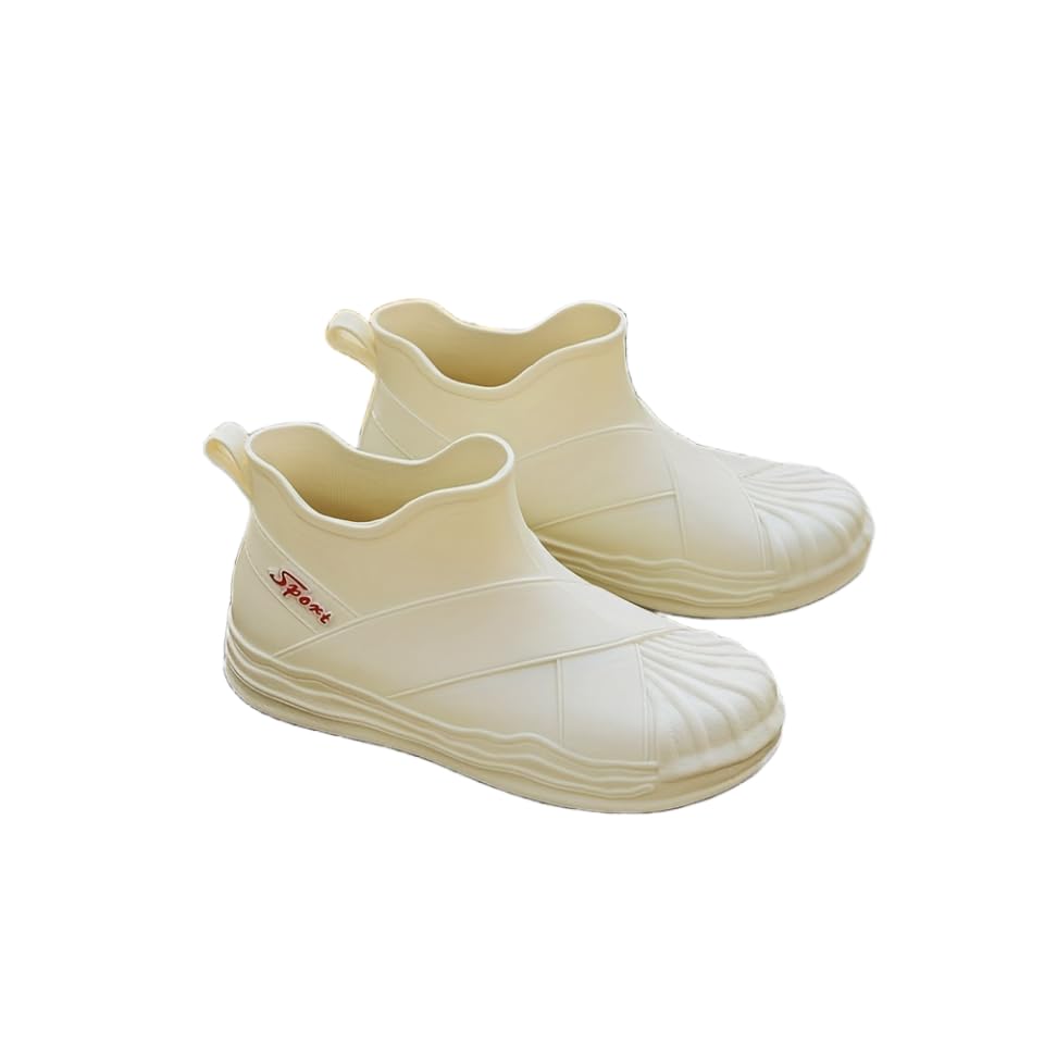 Hhhchpm Women's Waterproof and Wear-Resistant Rubber Ankle Rain Boots, Comfortable Solid Color Non-Slip Outdoor Garden Work Rain Boots