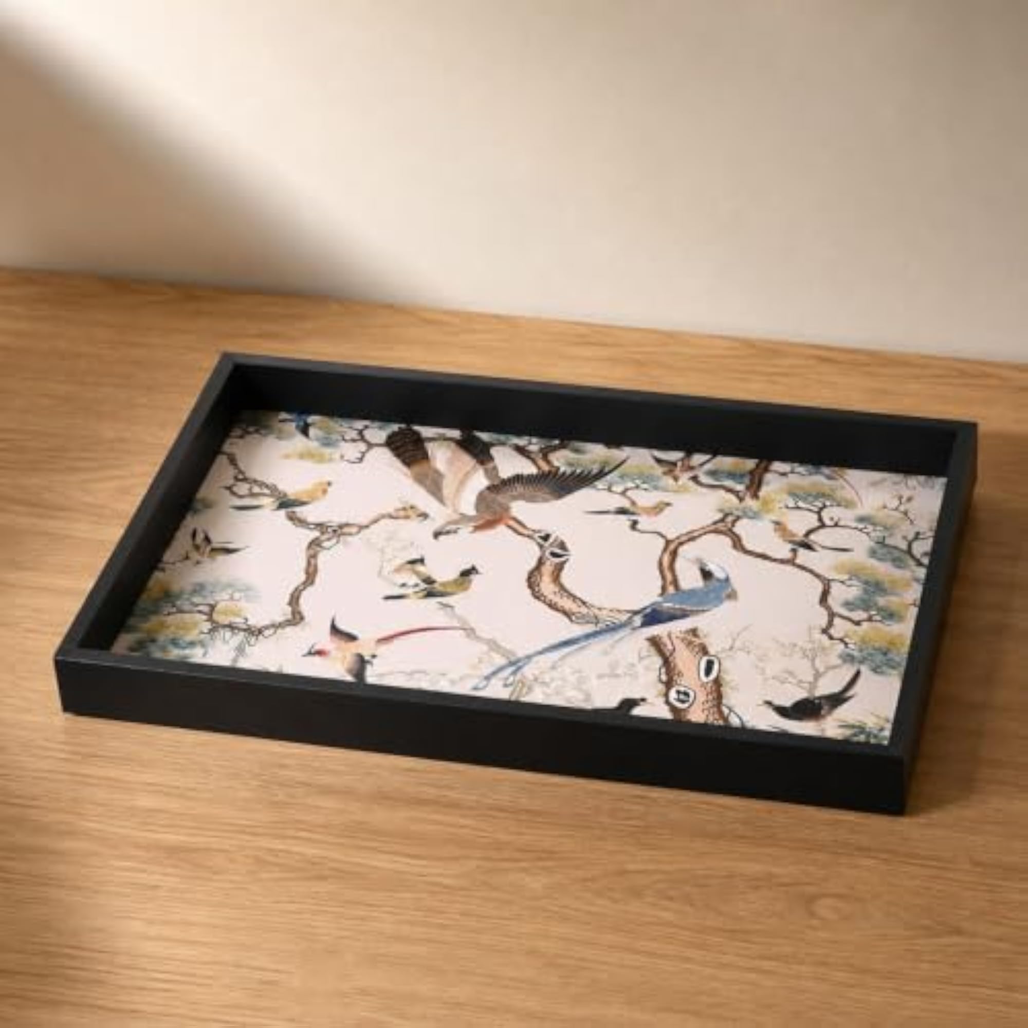 Multipurpose Rectangular Wooden Tray with Raised Sides