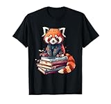 Red Panda Books Lover Reading Bookworm T-Shirt