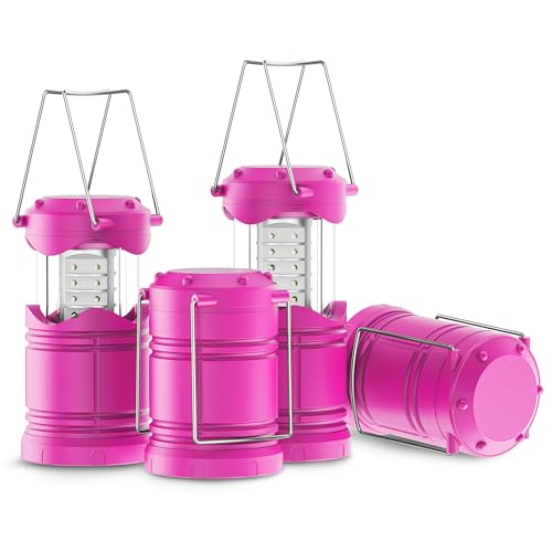 Lichamp 4 Pack LED Camping Lanterns, Battery Powered Camping Lights LED Collapsible Flashlight Portable Emergency Supplies Kit, A4PK