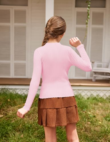 Image of Arshiner Girls Half Turtleneck Long Sleeve Knit Slim Sweater Pullover Tops