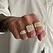 Navirix 3Pcs Gold Chunky Knuckle Rings for Men,Punk Stackable Finger Rings Set,Hip Hop Harmmered Texture Statement Trendy Simple Jewelry(Golden,Golden)