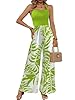 Women's Summer Leaf Print Hanging Neck Jumpsuit Va... #1