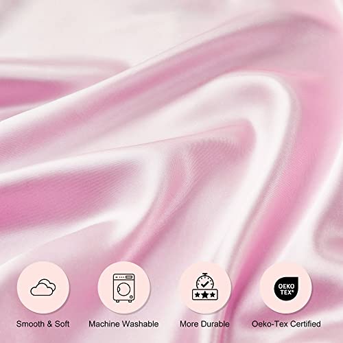 Seiwohl 2 pack Satin Silk Pillowcases for Hair and Skin Pink Pillow Case 2 Pack with Hair Silk Scrunchies - Image 2
