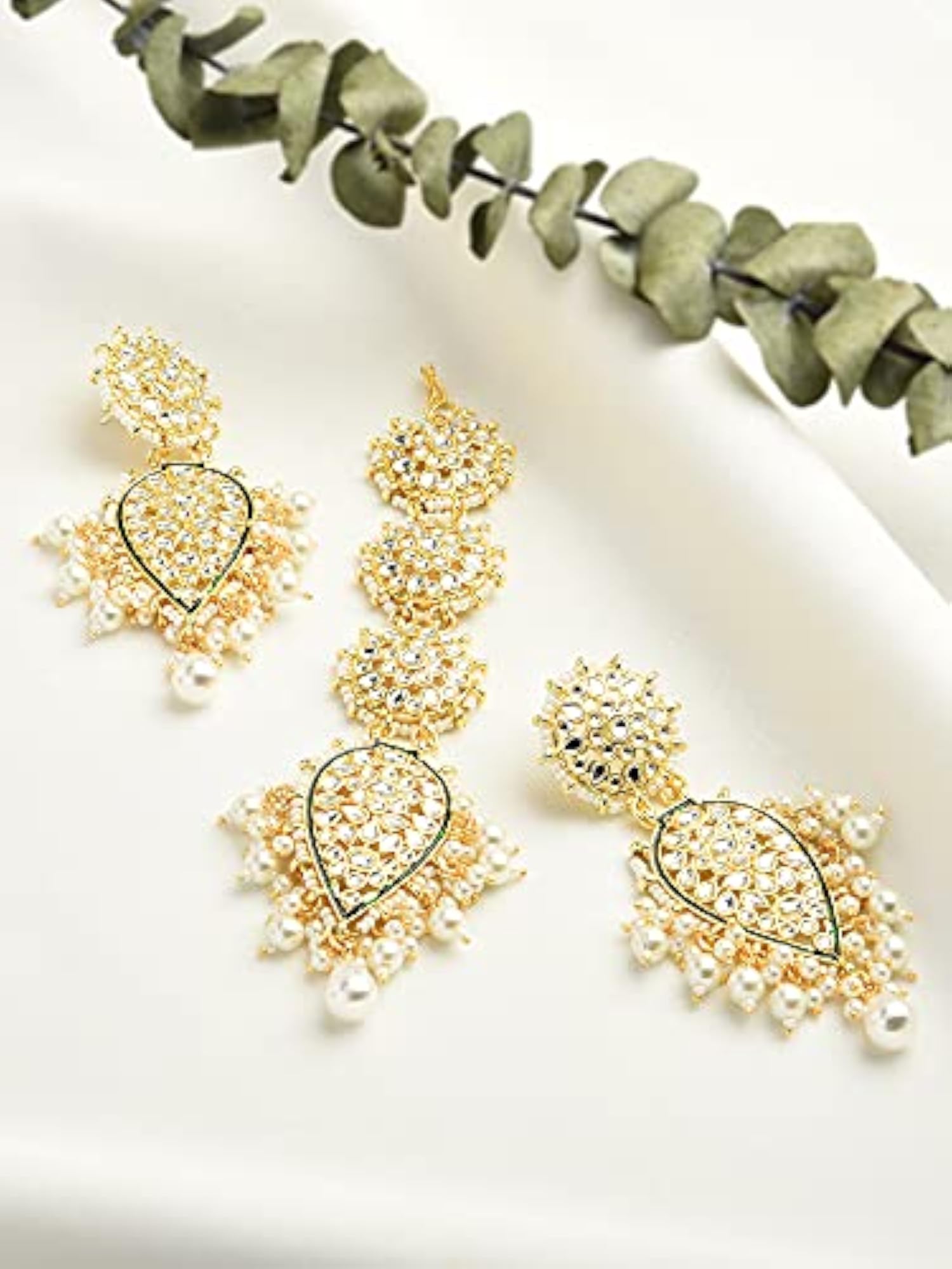 Traditional Kundan Dangle Earring & Maangtikka Set For Women