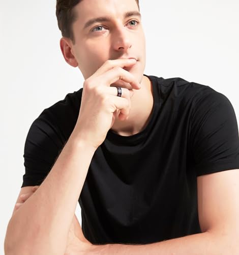 TIGRADE 5mm 7mm 9mm Rainbow Titanium Ring Colorful Thin Groove Wedding Band Couple Rings for Women Men Size 3-14.54