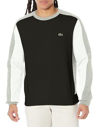 Lacoste Men's Colorblock Crew Neck Sweatshirt, Black/Silver Chine