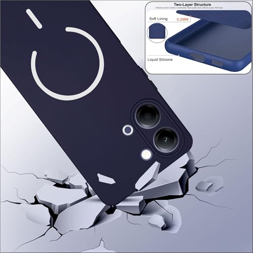 Image of SBMS Silicone Back Cover Case for Vivo Y21 5G / Vivo Y11 5G | Soft Micro-Fibre Lining Inside | Magsafe Print On Back Side Camera Protection Bump | Shockproof Case Vivo Y21 5G 2026 (Blue)