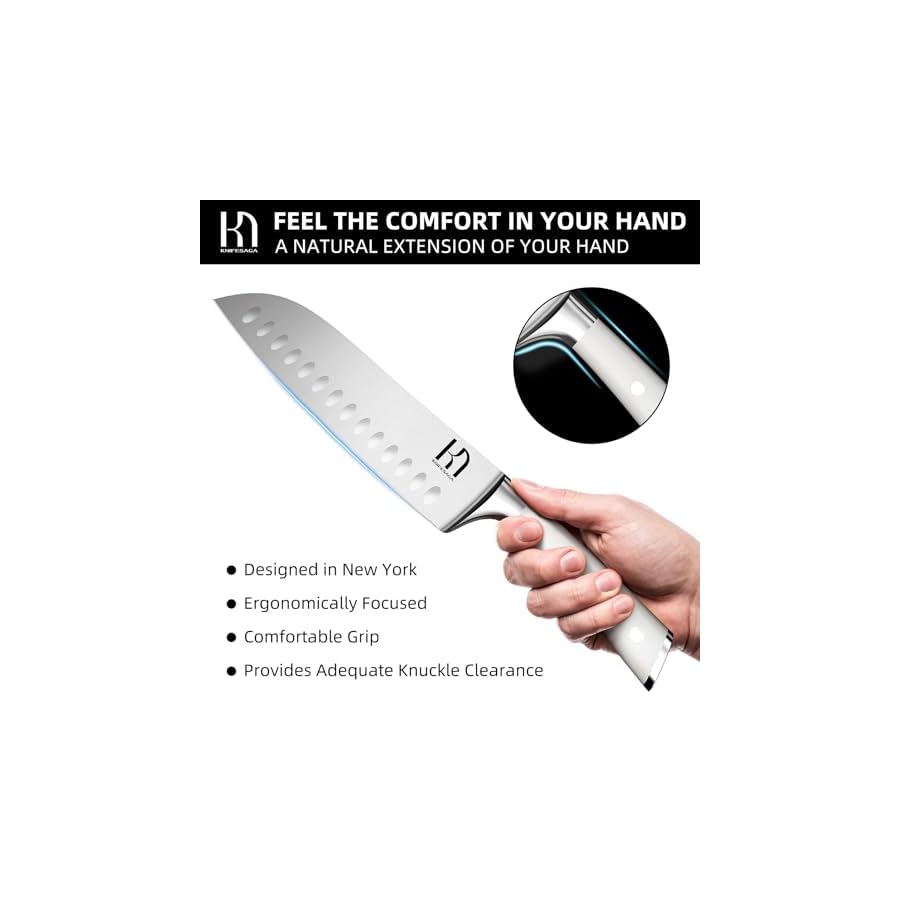 Santoku-Knife-7-Inch-Japanese-Professional-Chef-knife-High-Carbon-Stainless-Steel-Razor-Sharp-Chefs-Kitchen-Knife-Vegetable-Chopping-Knife-for-Cooking-With-Full-tang-Handle-White KnifeSaga Santoku Knife 7 Inch, Japanese Professional Chef knife High Carbon Stainless Steel, Razor Sharp Chefs Kitchen Knife, Vegetable Chopping Knife for Cooking With Full-tang Handle, White