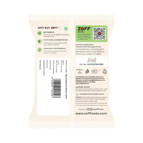 Image of Zoff Premium Black Cardamom - Handpicked, Fresh, Smoky Flavor Black Cardamom Whole with Health Benefits for Culinary Excellence - 25gms (Pack of 3)