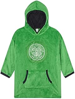 Celtic F.C. Boys Hoodie, Oversized Hooded Lounge Gown Fleece Blanket, One Size Fits All Ages 7 to 14 Years Green