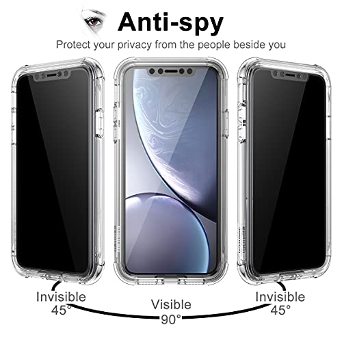Suritch Clear Case For Iphone Xr, 【Privacy Screen Protector】【Edge To Edge】 Anti Spy Film Full Protection Hard Cover Hybrid Tpu Bumper Rugged Case Anti Scratch Shockproof For Iphone Xr 6.1"(Clear) #TOP3