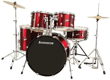 Ludwig Accent Fuse Wine Red Sparkle 5-Piece Drum Set (Includes Hardware, Throne, Pedal, Cymbals, Sticks and Drum Key)