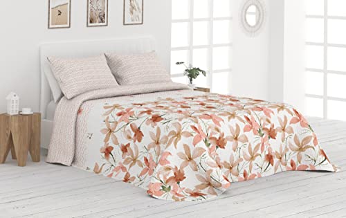 Victorio & Lucchino Colcha Bouti Reversible Cosida - Modelo Mayca (Salmón, 105 cm)