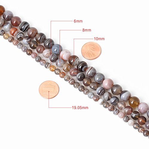 Qiwan 45PCS 8mm Natural Botswana Sardonyx Agate Gemstone Round Loose Beads for DIY Jewelry Making 1 Strand 15"